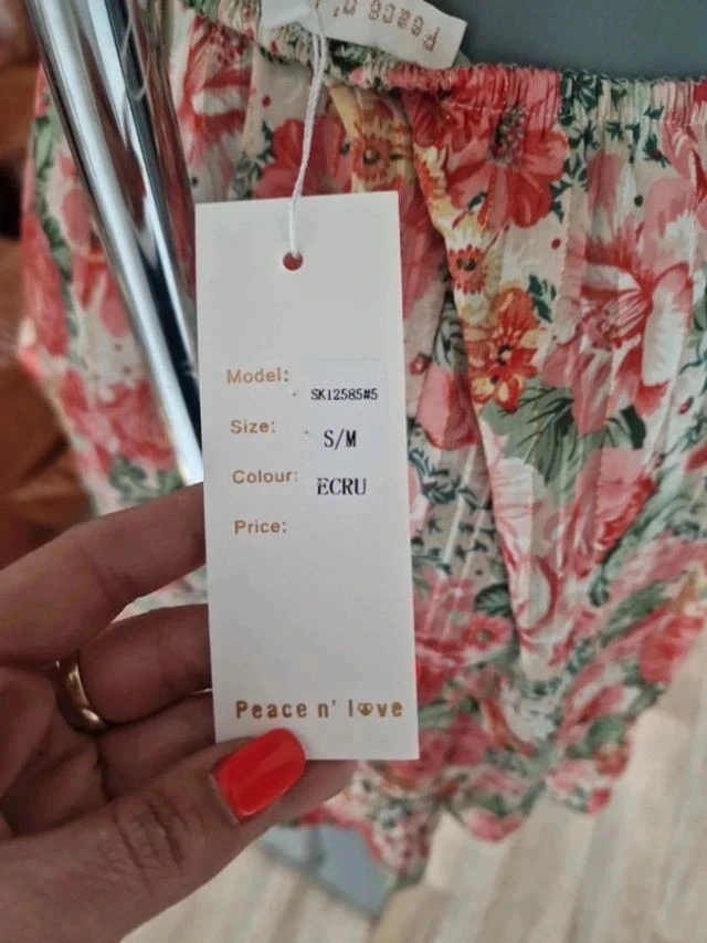 Vestido floral Peace n' Love S/M – Costas abertas – Fios dourados lurex – Nova com etiqueta – photo 9